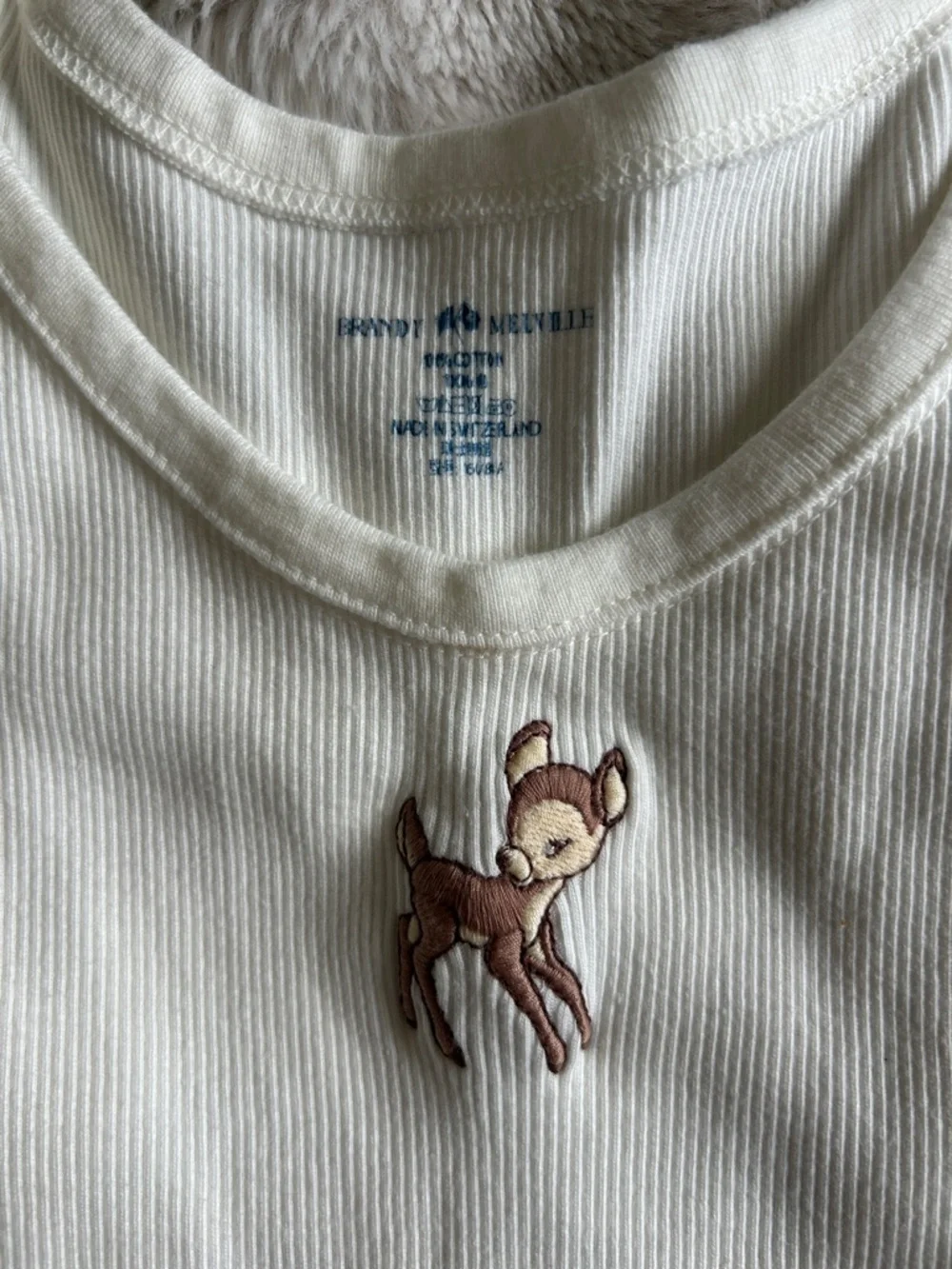 Brandy Melville Ribbed Tank Top with Deer Embroidery - Picture 3 of 4